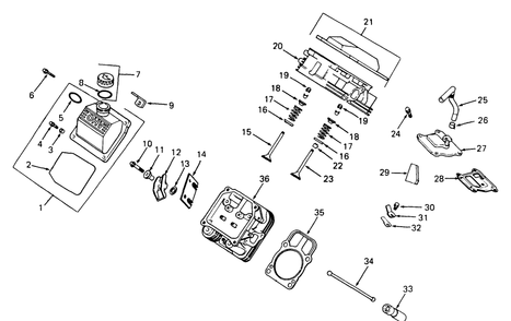 Cylinder Head, Valves And Breather Diagram and Parts List for 2284 864501-899000-145734100-146734100-14A734100 Cub Cadet Lawn Tractor